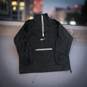 Vtg 90s Nike AIR Quarter Zip Pullover Windbreaker Jacket Mens M Black Nylon Ret